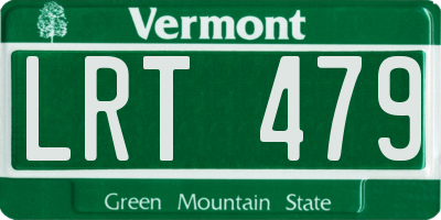 VT license plate LRT479