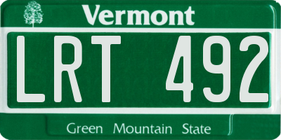 VT license plate LRT492