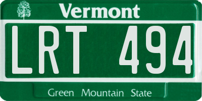 VT license plate LRT494