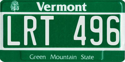 VT license plate LRT496