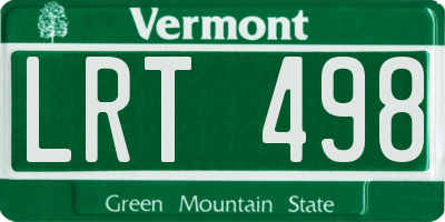 VT license plate LRT498