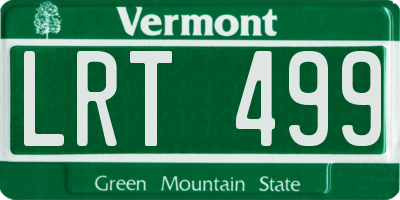 VT license plate LRT499