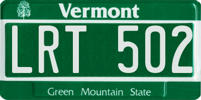 VT license plate LRT502