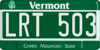 VT license plate LRT503
