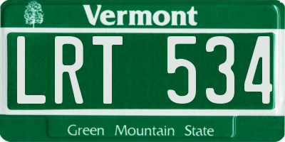 VT license plate LRT534