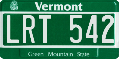 VT license plate LRT542