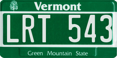 VT license plate LRT543