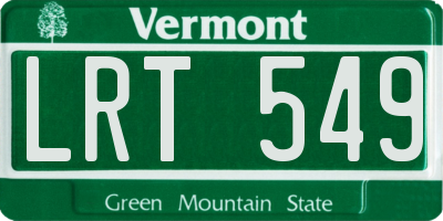 VT license plate LRT549