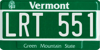 VT license plate LRT551