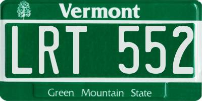VT license plate LRT552