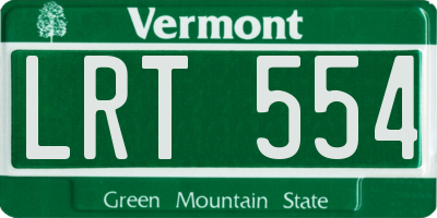 VT license plate LRT554