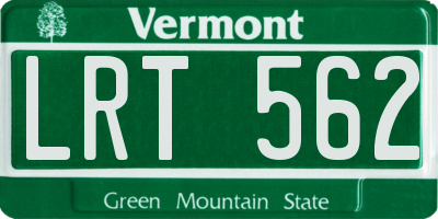 VT license plate LRT562