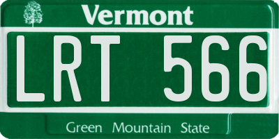 VT license plate LRT566