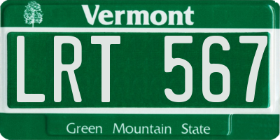 VT license plate LRT567