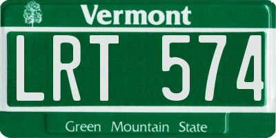 VT license plate LRT574