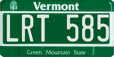 VT license plate LRT585
