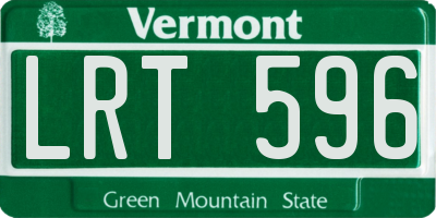 VT license plate LRT596