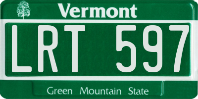 VT license plate LRT597