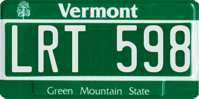 VT license plate LRT598