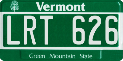 VT license plate LRT626