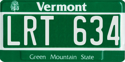 VT license plate LRT634