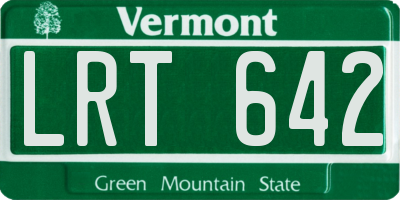 VT license plate LRT642