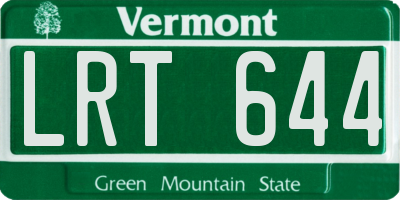 VT license plate LRT644