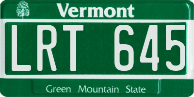 VT license plate LRT645