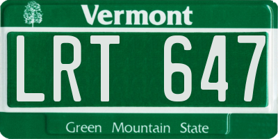 VT license plate LRT647