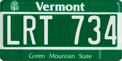 VT license plate LRT734