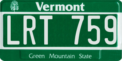 VT license plate LRT759