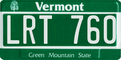 VT license plate LRT760