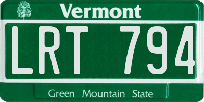 VT license plate LRT794