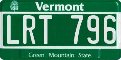 VT license plate LRT796