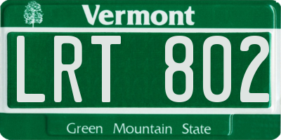 VT license plate LRT802