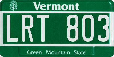 VT license plate LRT803