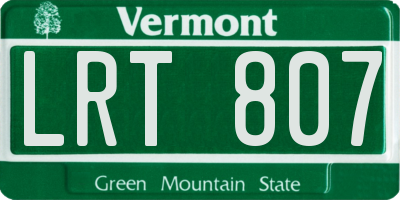 VT license plate LRT807