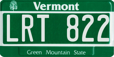 VT license plate LRT822