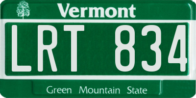 VT license plate LRT834