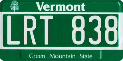 VT license plate LRT838