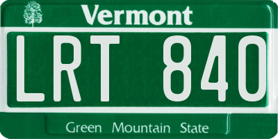 VT license plate LRT840