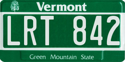 VT license plate LRT842