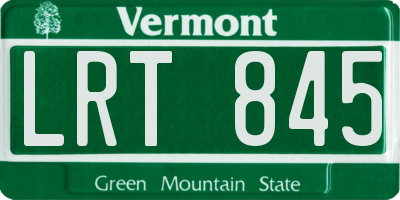 VT license plate LRT845