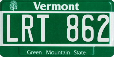 VT license plate LRT862