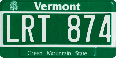 VT license plate LRT874
