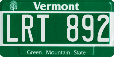 VT license plate LRT892