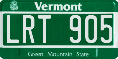 VT license plate LRT905