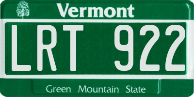 VT license plate LRT922