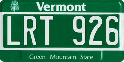 VT license plate LRT926