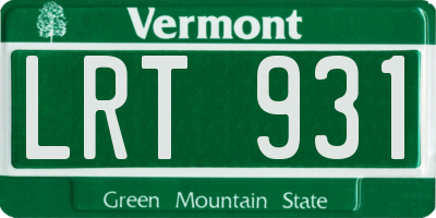 VT license plate LRT931